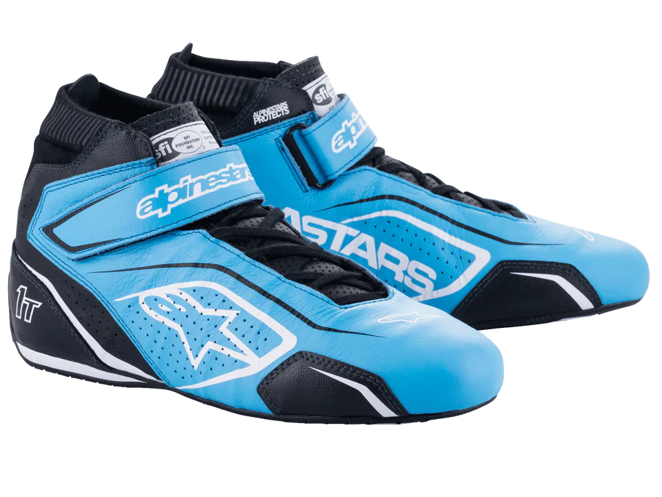 ALPINESTARS TECH-1 T V3 SHOES CYAN BLUE BLACK WHITE